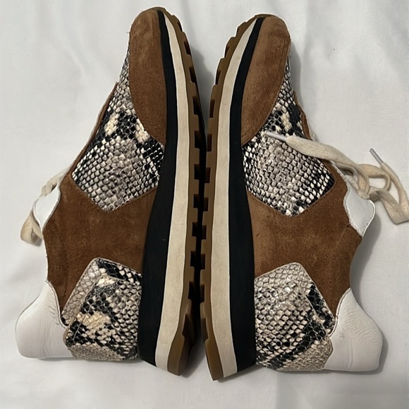 Veronica Beard Hartley Walnut Suede & Python Print Sneakers - Picture 4 of 7